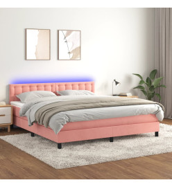 Sommier tapissier avec matelas et LED Rose 180x200 cm Velours