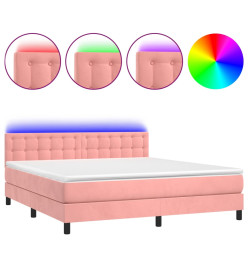Sommier tapissier avec matelas et LED Rose 180x200 cm Velours