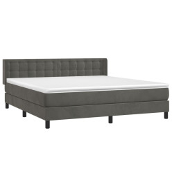 Lit à sommier tapissier et matelas Gris foncé 180x200cm Velours