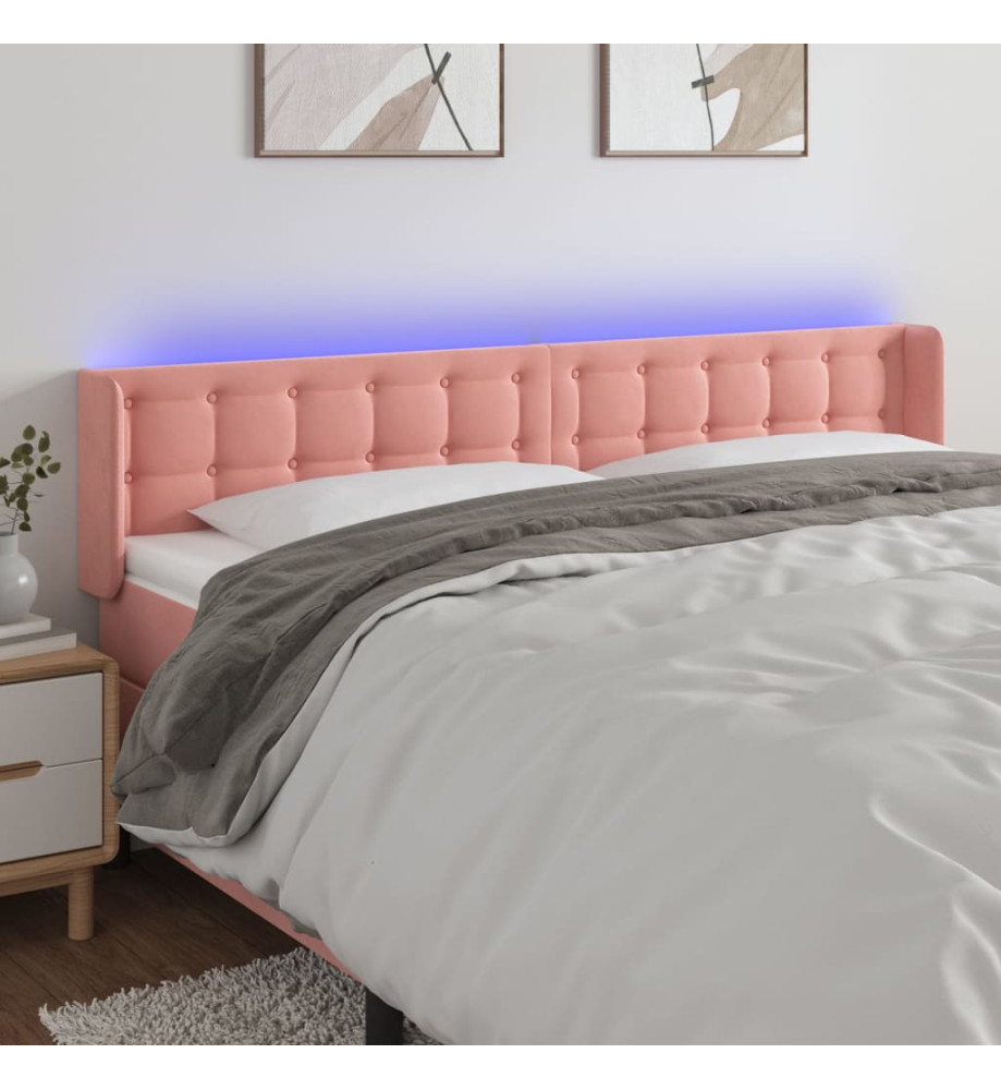 Tête de lit à LED Rose 183x16x78/88 cm Velours Tête de lit à LED Rose 183x16x78/88 cm Velours