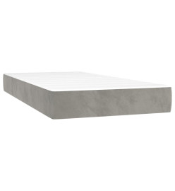 Sommier tapissier et matelas et LED Gris clair 90x200cm Velours