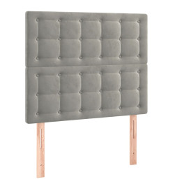 Sommier tapissier et matelas et LED Gris clair 90x200cm Velours