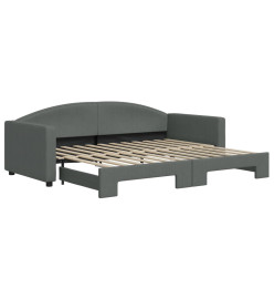 Lit de jour avec lit gigogne gris foncé 90x200 cm tissu