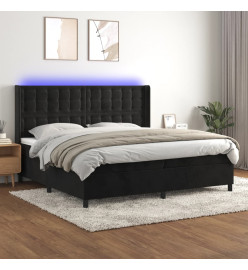 Sommier tapissier avec matelas et LED Noir 200x200 cm Velours