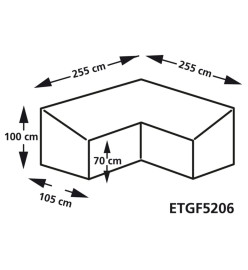 Eurotrail Housse de meubles en L 255x255x100/70 cm Gris