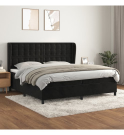Lit à sommier tapissier et matelas Noir 200x200 cm Velours