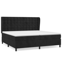 Lit à sommier tapissier et matelas Noir 200x200 cm Velours