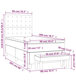 Lit à sommier tapissier avec matelas Noir 90x200 cm Tissu