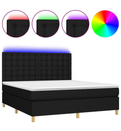 Sommier tapissier avec matelas et LED Noir 180x200 cm Tissu