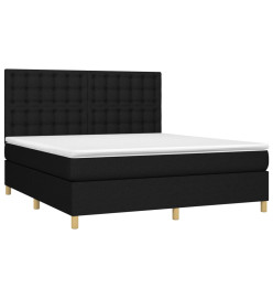 Sommier tapissier avec matelas et LED Noir 180x200 cm Tissu