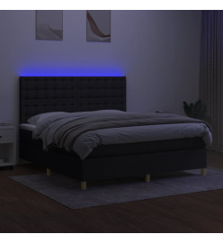Sommier tapissier avec matelas et LED Noir 180x200 cm Tissu