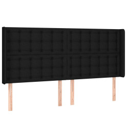 Tête de lit avec oreilles Noir 183x16x118/128 cm Tissu