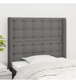 Tête de lit avec oreilles Gris foncé 93x16x118/128 cm Tissu