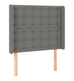 Tête de lit avec oreilles Gris foncé 93x16x118/128 cm Tissu