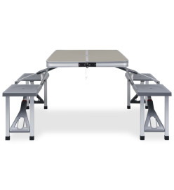 Table pliable de camping avec 4 sièges Acier Aluminium