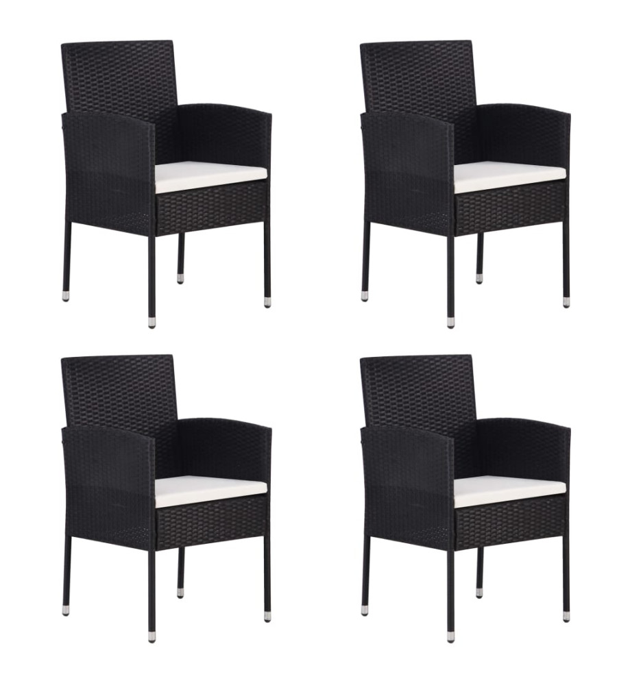 Chaises de jardin 4 pcs Résine tressée Noir