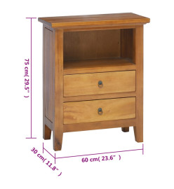 Table de chevet 60x30x75 cm bois massif d'acajou