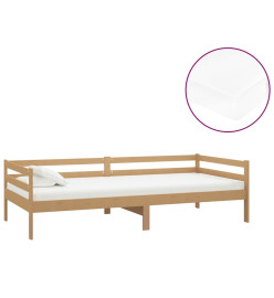 Lit de repos et matelas 90x200cm Marron miel Bois de pin massif