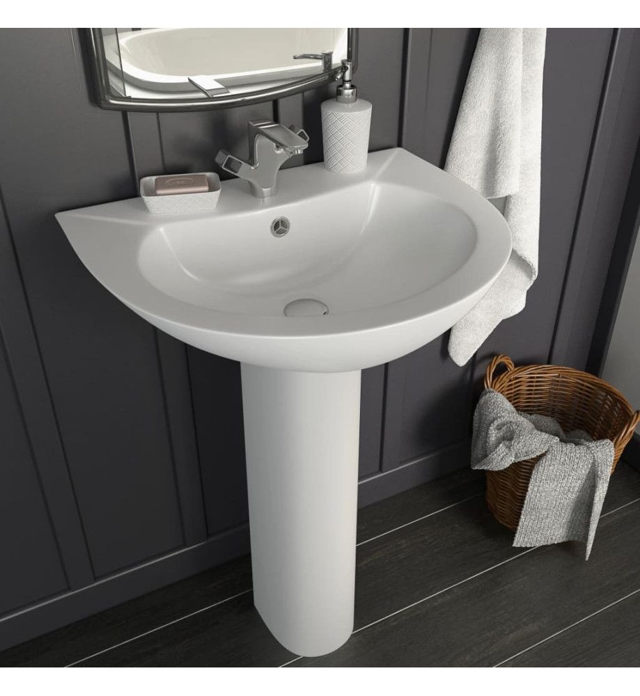 Lavabo autoportant avec socle Céramique Blanc 520x440x190 mm