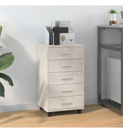 Armoire à tiroirs avec roulettes Gris béton Bois d'ingénierie