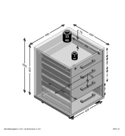 FMD Armoire à tiroirs mobile 48x49,5x65,5 cm chêne