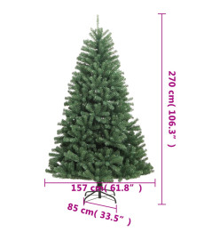 Sapin de Noël artificiel à charnières avec support vert 270 cm