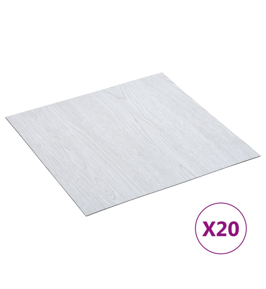 Planches de plancher autoadhésives 20 pcs PVC 1,86 m² Blanc