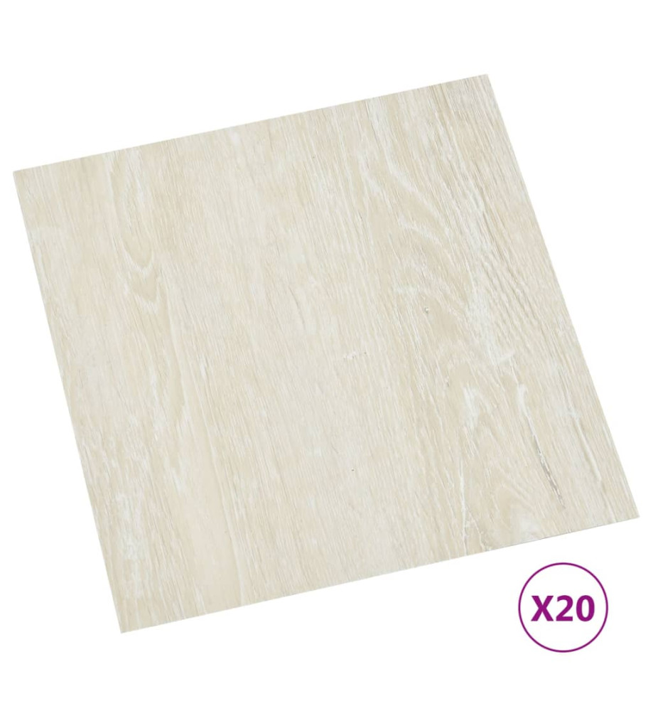 Planches de plancher autoadhésives 20 pcs PVC 1,86 m² Crème