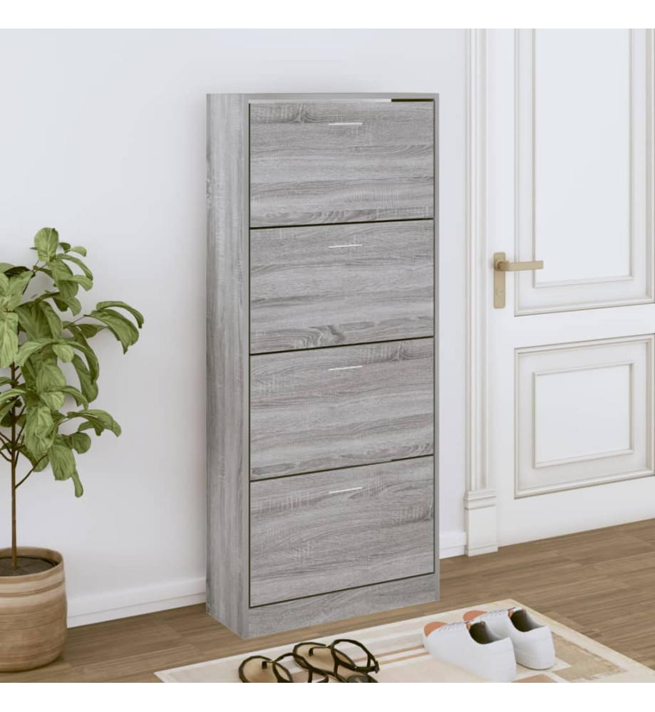 Armoire à chaussures Sonoma gris 63x24x147 cm Bois d'ingénierie