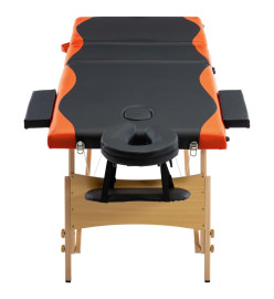 Table de massage pliable 3 zones Bois Noir et orange