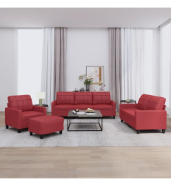 Ensemble de canapés 4 pcs et coussins Rouge bordeaux Similicuir