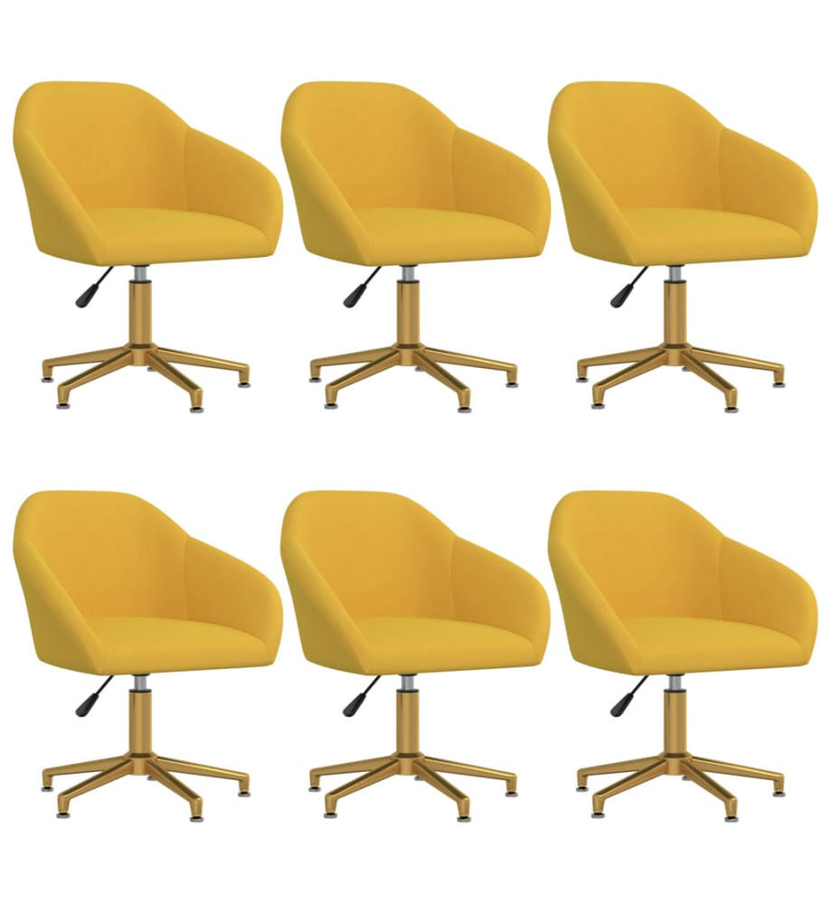 Chaises pivotantes à manger lot de 6 jaune velours