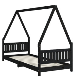 Cadre de lit pour enfants noir 80x200 cm bois de pin massif