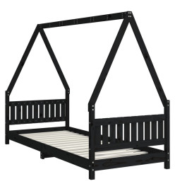 Cadre de lit pour enfants noir 80x200 cm bois de pin massif