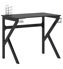 Bureau de jeu avec pieds en forme de K Noir 90x60x75 cm