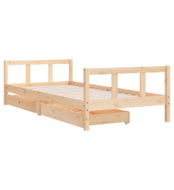 Cadre de lit enfant avec tiroirs 90x200 cm bois de pin massif