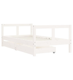 Cadre de lit pour enfant tiroirs blanc 80x160cm bois pin massif