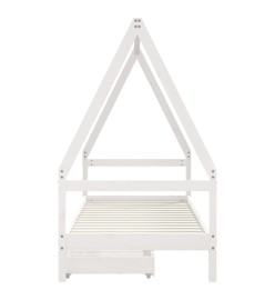 Cadre de lit enfant tiroirs blanc 90x200 cm bois de pin massif