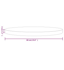 Dessus de table rond blanc Ø60x3 cm bois de pin massif