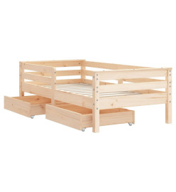 Cadre de lit enfant avec tiroirs 70x140 cm bois de pin massif