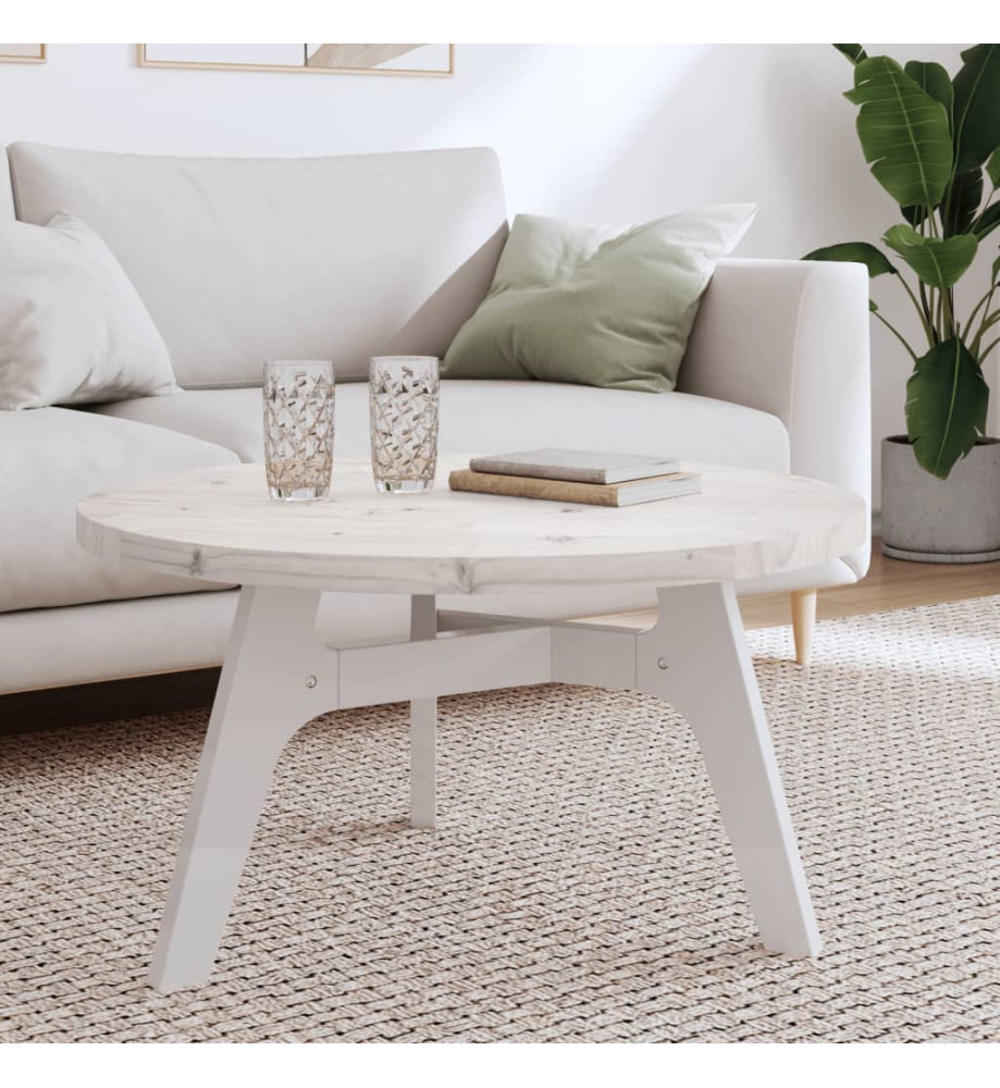 Dessus de table rond blanc Ø80x3 cm bois de pin massif