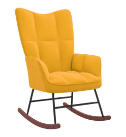 Chaise à bascule avec repose-pied Jaune moutarde Velours