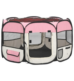 Parc pliable pour chien avec sac de transport Rose 110x110x58cm