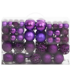 Ensemble de boules de Noël 111 pièces violet polystyrène