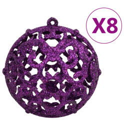 Ensemble de boules de Noël 111 pièces violet polystyrène