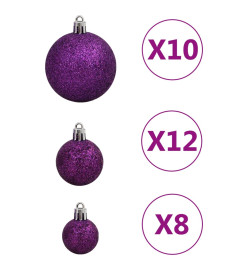 Ensemble de boules de Noël 111 pièces violet polystyrène