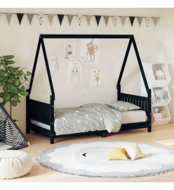 Cadre de lit pour enfant noir 80x160 cm bois de pin massif