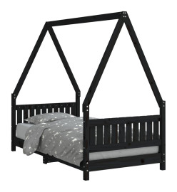 Cadre de lit pour enfant noir 80x160 cm bois de pin massif