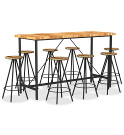 Ensemble de bar 9 pcs Bois d'acacia et de récupération massif