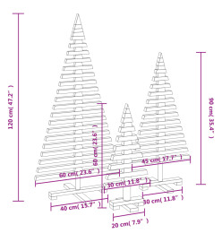 Arbres de Noël en bois pour décoration 3 pcs bois massif de pin